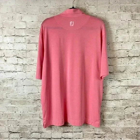 FootJoy Men's Large Short Sleeve Polo Shirt Polyester Spandex FJ Coral Pink GOLF - Picture 6 of 7